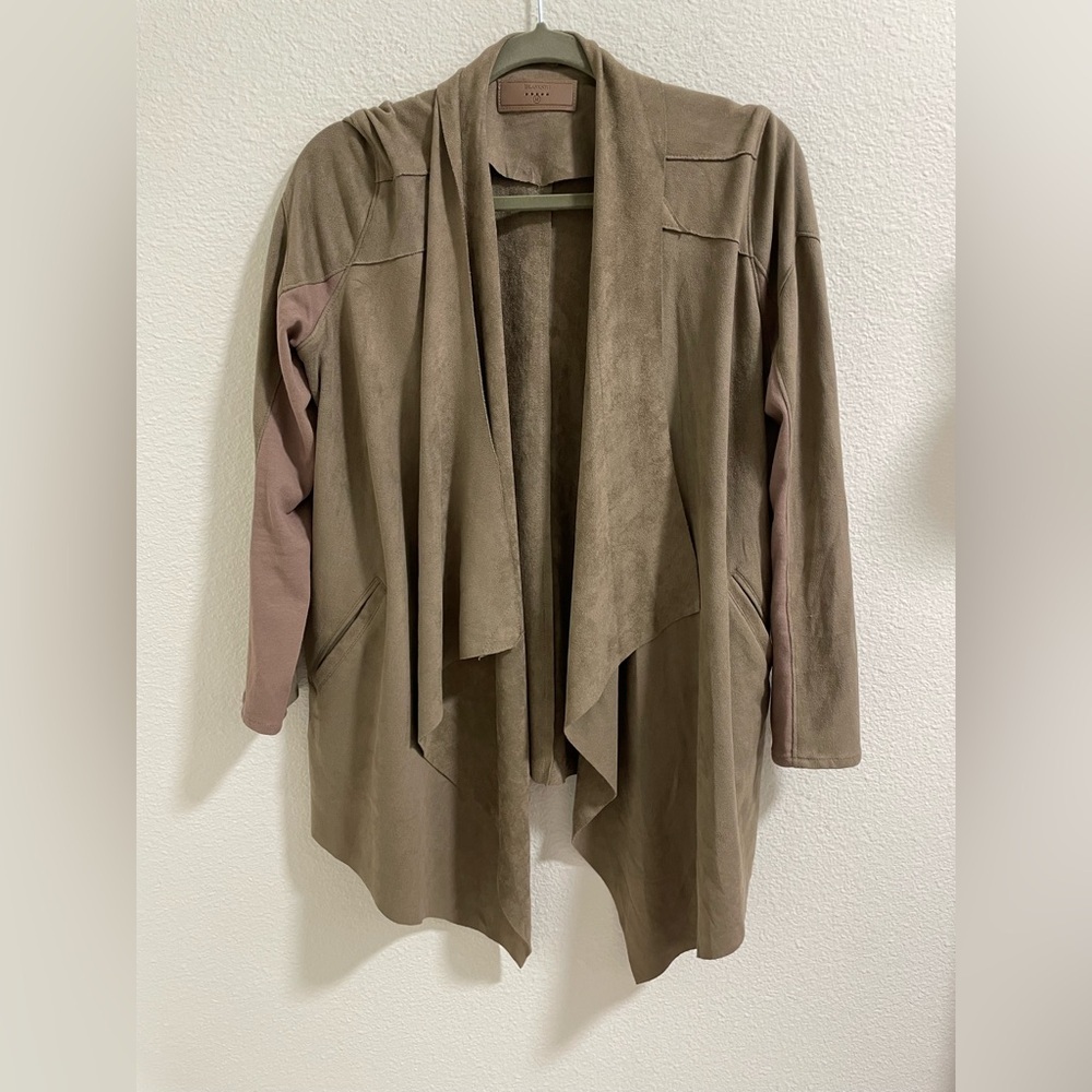 Blank NYC Taupe Draped Cape Jacket